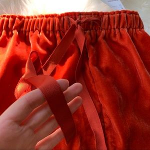 Rich Vermillion Velvet Skirt